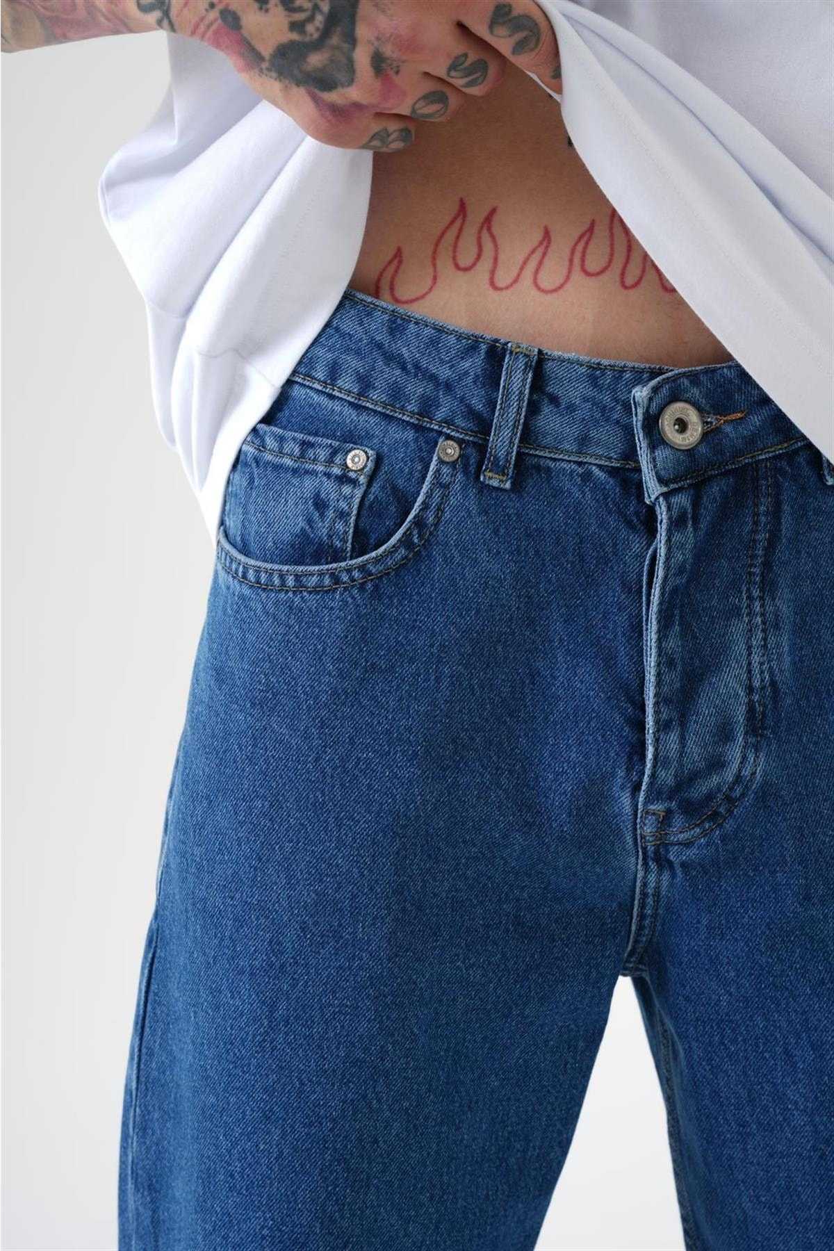 شلوار گشاد ژان اسید آبی