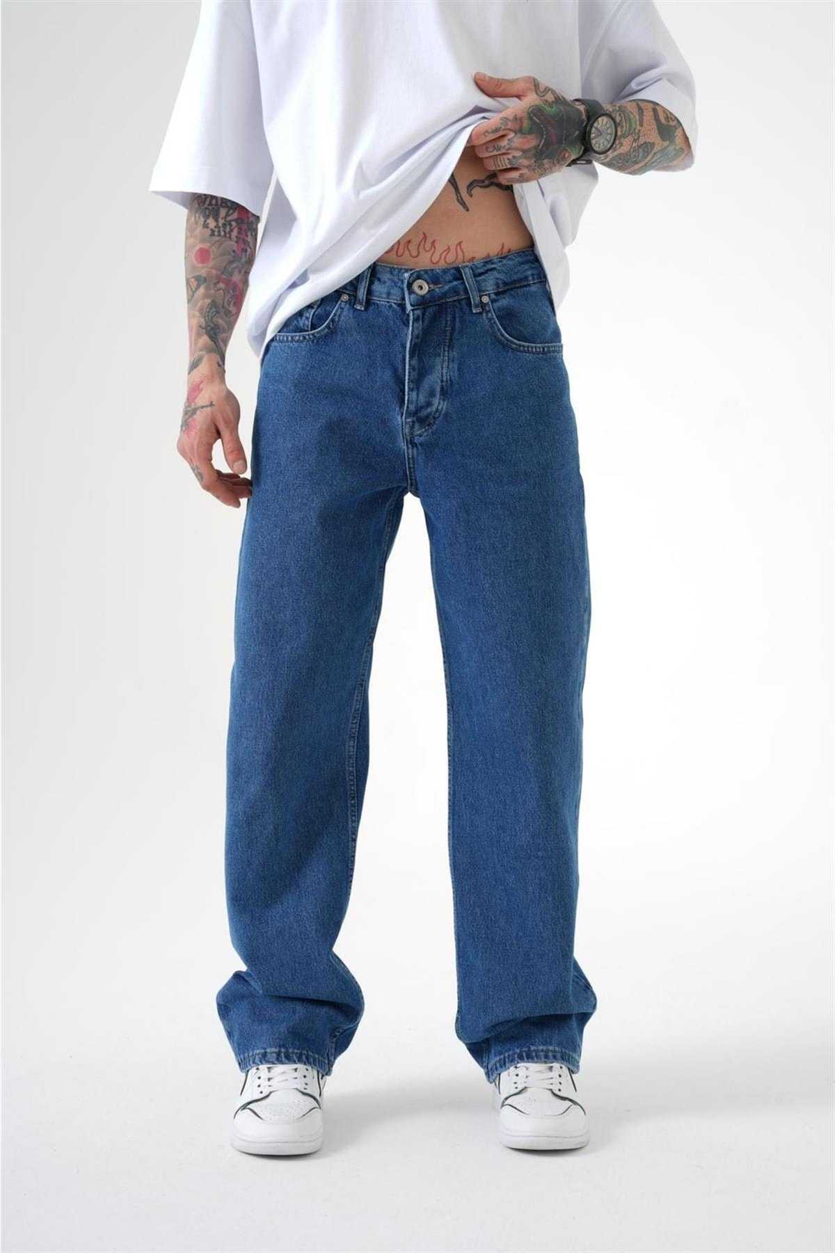 شلوار گشاد ژان اسید آبی