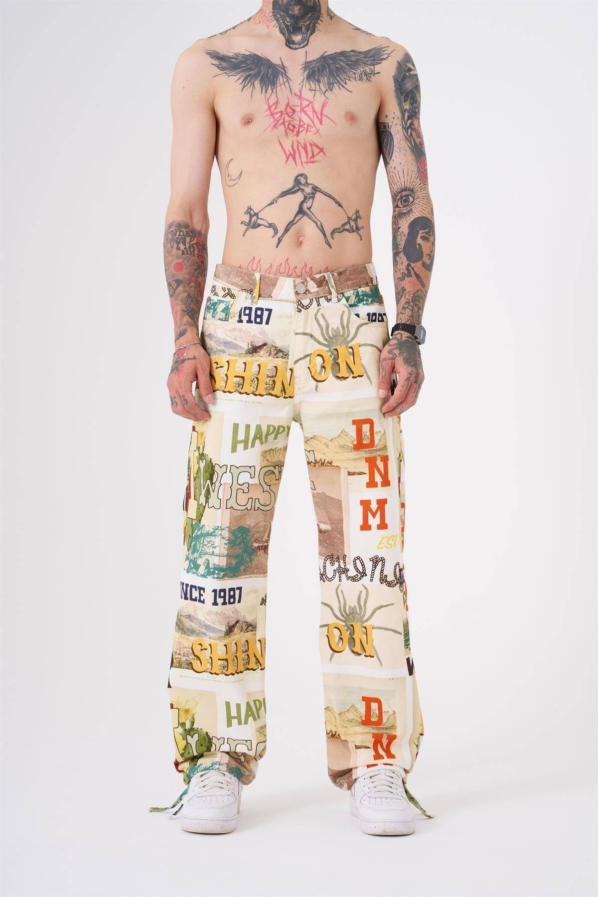 صحرا شلوار جین چاپ شده